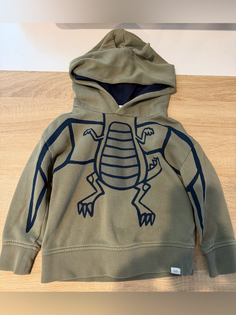 GAP Olive Green Hoodie with Navy Dragon Print